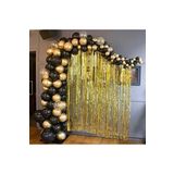 Krom Gold Pastel Siyah Balon Konsept - Gold Kapı Perdesi +Balon Zinciri Hediye