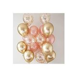 Krom Gold - Rose Gold Metalik - Konfetili Şeffaf Balon Set