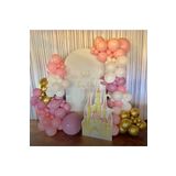 Krom Gold Toz Pembe Makaron Pembe Ve Beyaz Balon Seti 50 Adet