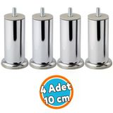 Krom Gümüş 10 Cm Metal Mobilya Ayağı Modern Koltuk Kanepe Dayanıklı Tv Ünite M8 Civatalı Ayakları