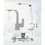 Krom Kare Evye Lavabo Banyo Bataryası 3 Lü Set