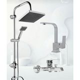Krom Lüx Robot Duş Seti , Lüx Kare Lavabo, Banyo Bataryası 3’lü Set