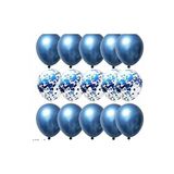 Krom Mavi Ve Şeffaf Konfetili Balon Seti