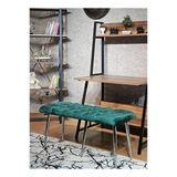 Krom Metal Yeşil Oturaklı Sivriltme Ayaklı Babyface Puf & Bench & Oturak Yeşil Renk 100 X 40 Boyut/Ebat