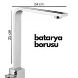 Krom Mutfak Evye Batarya İçin Köşeli Su Borusu Paslanmaz Eca 25X25