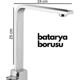 Krom Mutfak Evye Batarya İçin Köşeli Su Borusu Paslanmaz Ve Eca Uyumlu 25x25 (Lisinya)