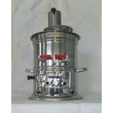 Krom Odunlu Kömürlü Çift Musluklu 2.5 L Semaver Inox inox