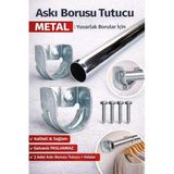 Krom Oval Boru Askı Flanşı Gardırop Dolap İçi Askılık Aparatı Mobilya Uyumlu 2 Adet Set