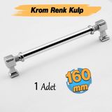Krom Renk Talas Metal 160 mm 16 cm Düz Kulp Mobilya Mutfak Çekmece Dolap Kulpu Kulbu Kulpları - 2