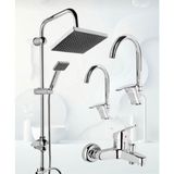 Krom Robot Duş Seti , Baston Eviye , Lavabo , Banyo Bataryası 4’lü Set