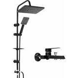 Krom Robot Krom Kare Set Lavabo-Evye-Banyo Bataryası 2' Li Lüks Set - Siyah