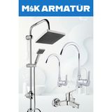 Krom Siyah Tepe Yağmurlama, Krom Delta Banyo-Mutfak-Lavabo Bataryası Musluğu Çeşmesi 4'Lü Set