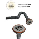 Krom Süzgeçli Körüklü Lavabo Ve Mutfak Sifonu Lavabo Gider Borusu 70 Cm 1.kalite Gri