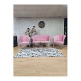 Krom Tel Ayak Pembe Döşeme Papatya Çay Seti Koltuk Takımı , Balkon, Salon, Ofis, Cafe Koltuk Takımı