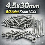 Krom Vida 4.5x30mm 50 Adet Paslanmaz Inox Vida Diğer