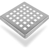 Krom Yer Süzgeci Kare Gider Kapağı 10CMX10CM Paslanmaz Çelik Banyo Duş Yer Sifonu Izgaralı Kapak - 10 x 10 cm - Gri