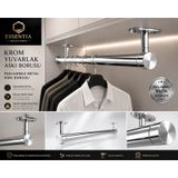 Krom Yuvarlak Askı Borusu Seti 60 Cm Paslanmaz Metal Dolap İçi Elbise Askılık Sistemi Çoklu Renk