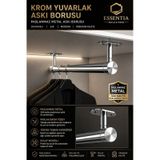 Krom Yuvarlak Askı Borusu Seti 98,5 Cm Paslanmaz Metal Dolap İçi Elbise Askılık Sistemi Çoklu Renk