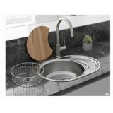 Kromevye EC-158-D PASLANMAZ ÇELİK MUTFAK EVYESİ - 45x57 DESENLİ - ŞEF TAHTASI VE SEPET HEDİYE