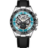 Kronen&söhne Skymarine Skeleton Mekanik Otomatik Erkek Kol Saati - Siyah - Turkuaz
