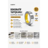 KRPY 20mm 2.5 mt Gümüş Dekoratif Şerit Bant PVC - Kendinden Yapışkanlı Metalik Krom Duvar ve Mobilya Süsü (2.5mt)