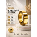 KRPY 20mm Altın Dekoratif Şerit Bant PVC - Kendinden Yapışkanlı Metalik Gold Duvar ve Mobilya Süsü (2.5mt)