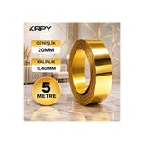 KRPY 20mm Altın Dekoratif Şerit Bant PVC - Kendinden Yapışkanlı Metalik Gold Duvar ve Mobilya Süsü