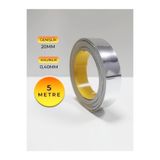 KRPY 20mm Gümüş Krom Dekoratif Şerit Bant PVC - Kendinden Yapışkanlı Metalik Gümüş Duvar ve Mobilya Süsü