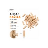 KRPY Ahşap Kavela 8x30 mm Mobilya Birleştirme Dübeli 25 Adet Ahşap Kavalye Mobilya Dolap Bağlantı Elemanı