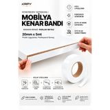 KRPY Kendinden Yapışkanlı Mobilya Kenar Bandı Parlak Beyaz PVC Dekoratif Bant 5mt