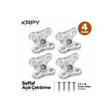 KRPY Şeffaf Açılı Çektirme 4’lü Set – Mobilya Dolap Raf Birleştirme Aparatı – 3,5x16 Sunta Vidası Dahil