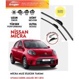 Kruger Nissan Micra Sileceği Silgeç Silgi Takımı 2012 Model Araç Için (Aparatsız) Direk Montaj