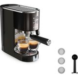 Krups Virtuoso+ Espresso Portafiltre Makinesi, 15 Bar Pompa Basıncı, 3 Krema Filtresi, Paslanmaz Çelik Buhar Nozulu, Sezgisel Kontrol Paneli, Döner Kontrol, Dozaj Kaşığı ve Tokmak Dahil, Siyah/paslanm