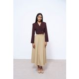 Kruvaze Crop Blazer Ceket Kahverengi