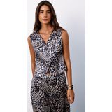 Kruvaze Leopar Saten Yelek - Gri