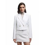 Kruvaze Uzun Kollu Tüvit Crop Blazer Ceket
