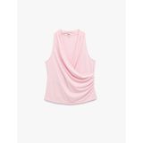 Kruvaze Yaka Kolsuz Drape Detaylı Bluz