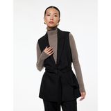 Kruvaze Yaka Kolsuz Kemerli Blazer Yelek