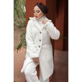 Kruvaze Yaka Peluş Mont Beyaz HM2507 - 42