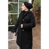 Kruvaze Yaka Peluş Mont Siyah HM2507 - 44