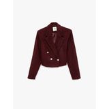Kruvaze Yaka Slim Fit Düğme Detaylı Crop Tüvit Ceket