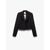 Kruvaze Yaka Uzun Kollu Crop Blazer Ceket