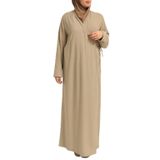Kruvaze Yandan Bağlamalı Namaz Elbisesi –%100 Viskon- Rahat Kalıp (Bej, 1)