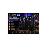 Kruxon S-570 2+1 RGB Işıklı Bluetooth Hoparlör, Kablosuz, AUX Destekli, Güçlü Bass, Siyah