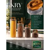 Kry 4'lü Akasya Kapaklı Kare Cam Baharatlık Seti – Büyük Boy Baharat Kavanozu 10X10-15-20-25 cm - YUVARLAK
