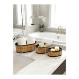 KRY Bambu 3’lü Oval Düzenleyici Kutular – Banyo & Ev İçi Şıklık