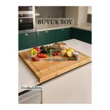 KRY Bambu Kenarlı Büyük Boy Kesme Tahtası – Hamur Açma & Tezgah Üstü Sunum Tahtası