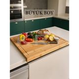 Kry Bambu Kenarlı Büyük Boy Kesme Tahtası – Hamur Açma ve Tezgah Üstü Sunum Tahtası - 56 x 44 cm