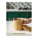 KRY Büyük Boy Vernikli Bambu Baharatlık 400 ml – Doğal Ahşap Baharat Kavanozu 11x13 cm
