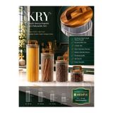 KRY YUVARLAK 4'lü Akasya Kapaklı Cam Baharatlık Seti – Büyük Boy Baharat Kavanozu 10x10-15-20-25 cm